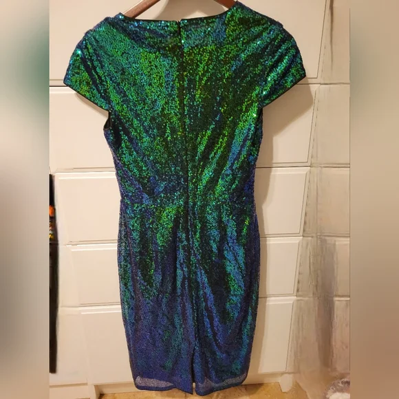 Grace Karin Green and Blue Sequin Mini Dress - Picture 2 of 3
